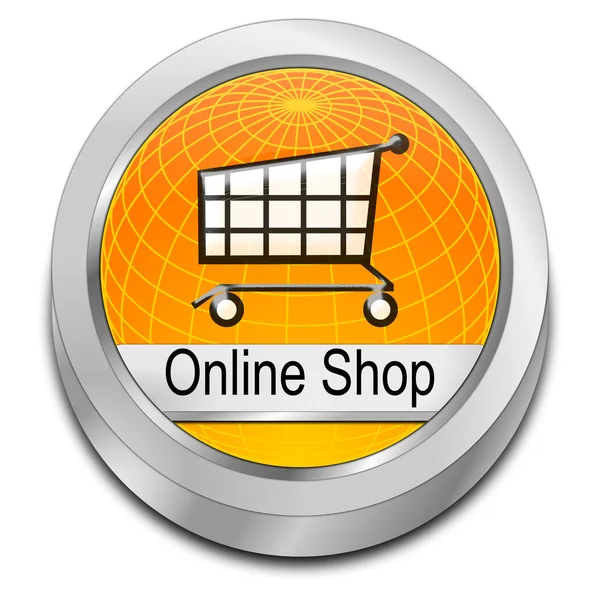 Glossy Orange Online Shop Button Ilustrasi — Stok Foto