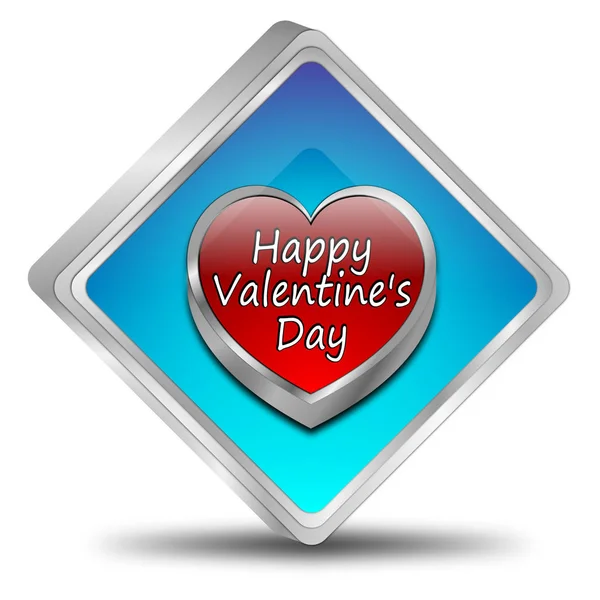 Dekorativní Lesklá Modrá Happy Valentine Den Tlačítko Ilustrace — Stock fotografie