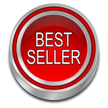 Kırmızı bestseller düğme - 3d çizim