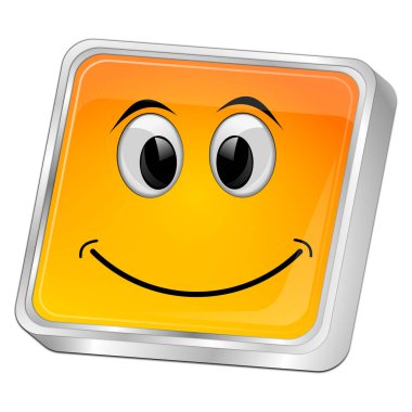 gülen yüzlü turuncu düğme - 3 boyutlu illüstrasyon