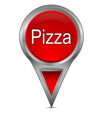 Pizza illüstrasyon kırmızı harita işaretçisiyle