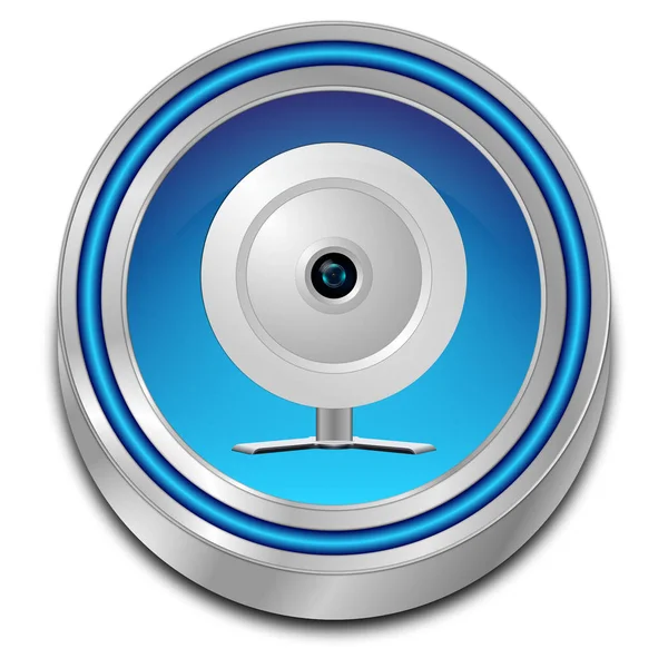 Decoratieve Blauwe Knop Met Webcam Illustratie — Stockfoto