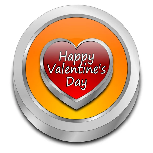 Orange Happy Valentine Day Button Illustration — Stock Photo, Image