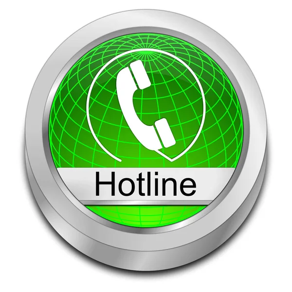 Dekorační Zelené Tlačítko Hotline Obrázek — Stock fotografie