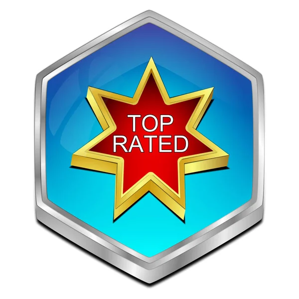 blue Top Rated Button - 3D illustration