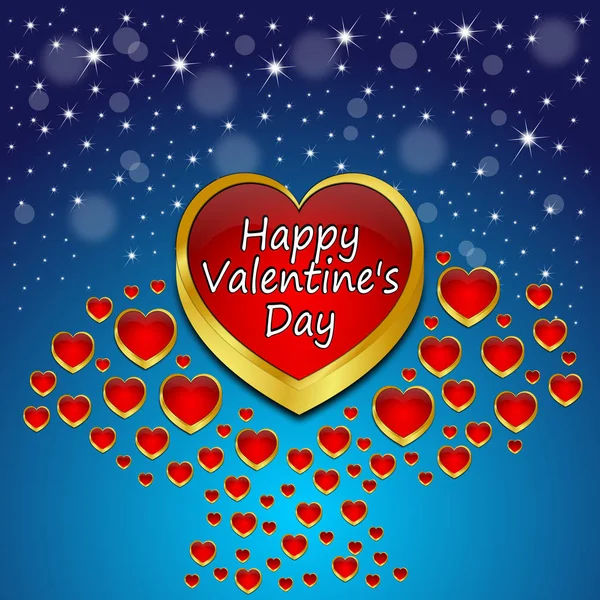Botón Feliz Día San Valentín Sobre Fondo Azul Decorativo Ilustración —  Fotos de Stock