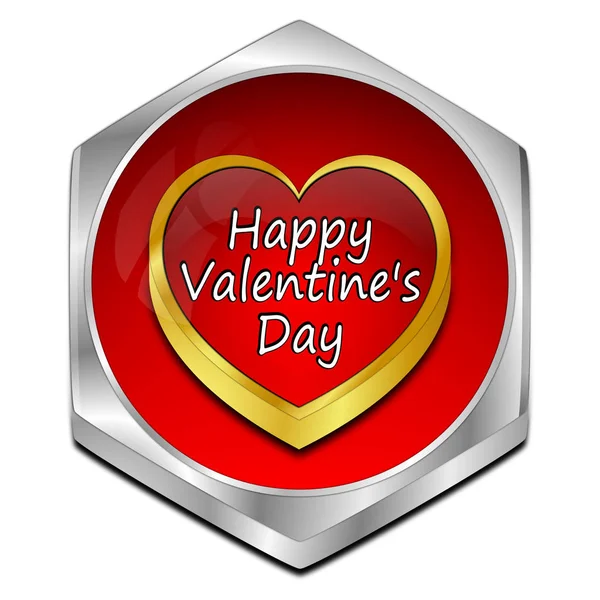 Red Happy Valentine Day Button Illustration — Stock Photo, Image