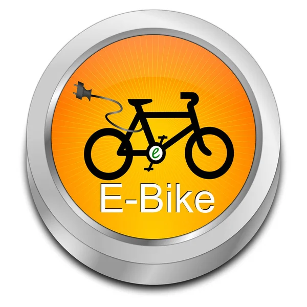 Оранжевая Кнопка Электронного Велосипеда Трехмерная Иллюстрация — стоковое фото
