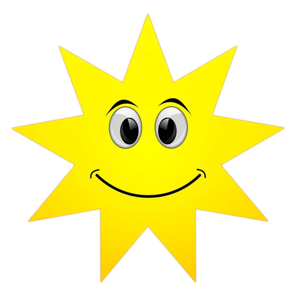 Beyaz Arka Plan Illüstrasyon Yüzünde Gülümseyen Yaz Güneşi — Stok fotoğraf