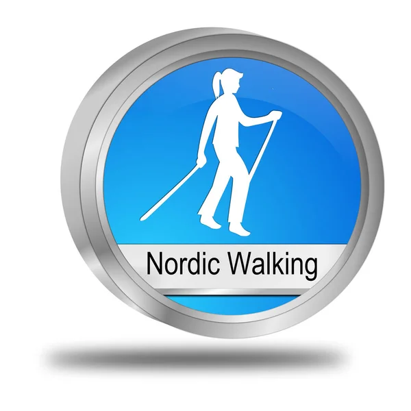 Nordic Walking Düğmesi Illüstrasyon Mavi — Stok fotoğraf