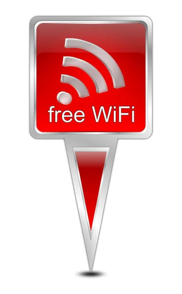 Červená Mapa Ukazatel Free Wifi Symbol Obrázku — Stock fotografie