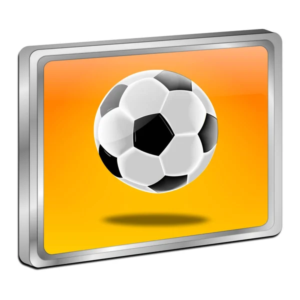 Botão Laranja Com Bola Futebol Ilustração — Fotografia de Stock