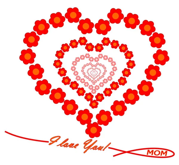 Mom I love you with red hearts  illustration