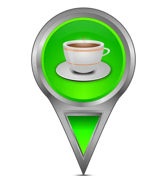 Glänzend Grüner Kartenzeiger Mit Einer Tasse Kaffee Illustration — Stockfoto