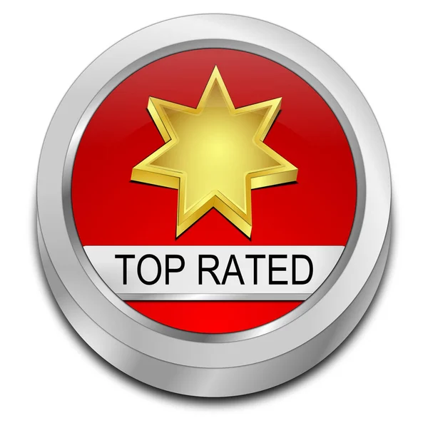 Rouge Top Rated Button Illustration — Photo