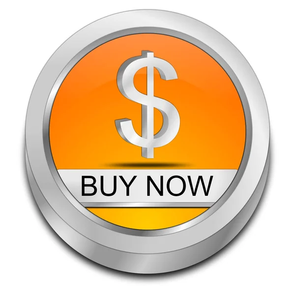Оранжевый Купить Кнопка Символом Доллара Иллюстрация — стоковое фото