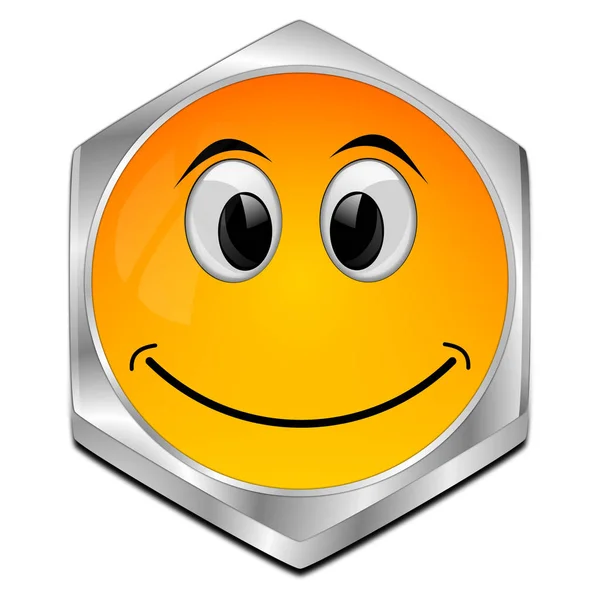 orange Button with smiling face - 3D illustration