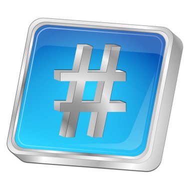 Parlak mavi Etiket Düğmesi - 3B illüstrasyon