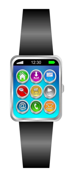 Schwarze Smartwatch Mit Verschiedenen Funktionstasten Abbildung — Stockfoto