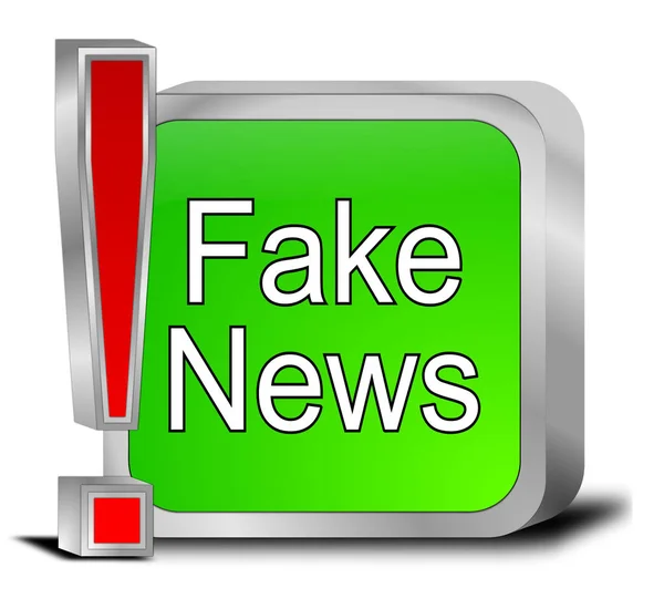 Glossy Green Fake News Button Illustration — стоковое фото