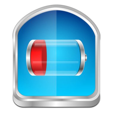 parlak mavi pil düğme - 3d çizim