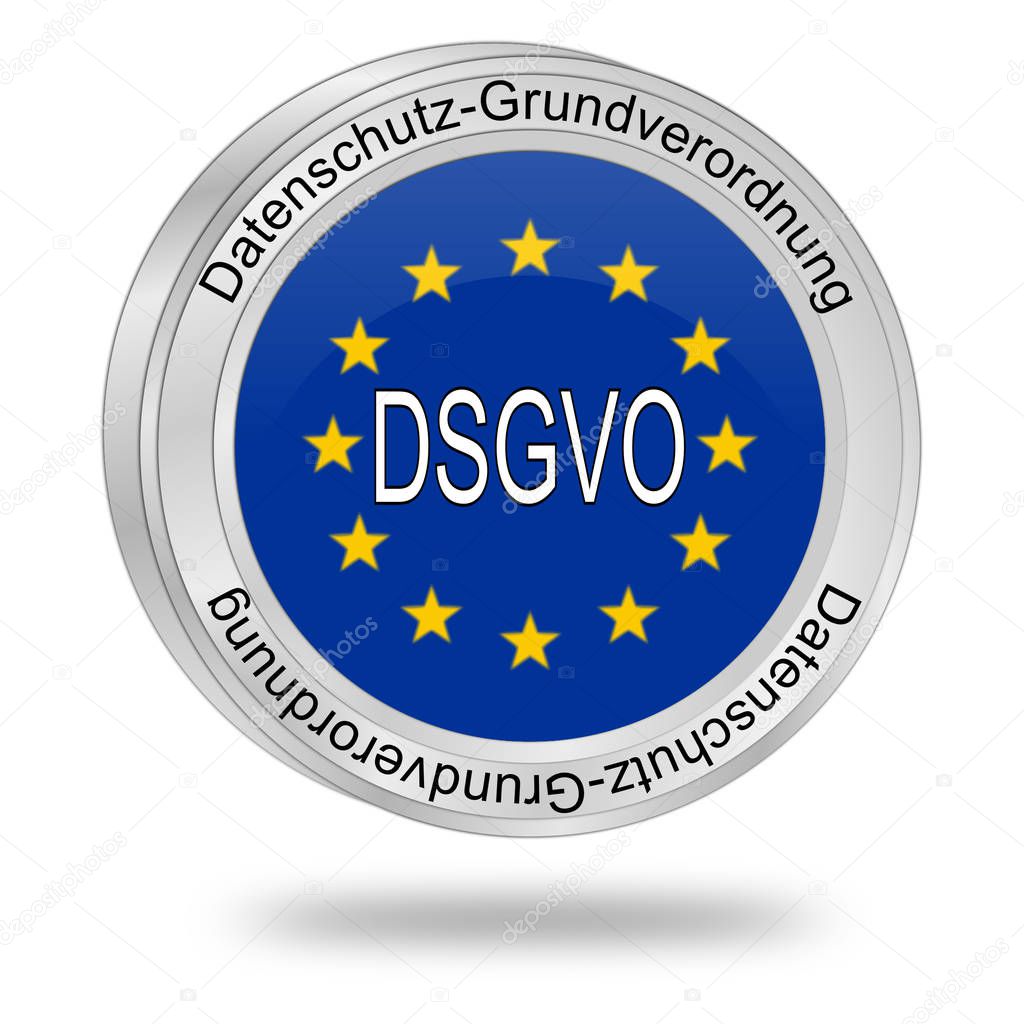 DSGVO General Data Protection Regulation button - in german - 3D illustration