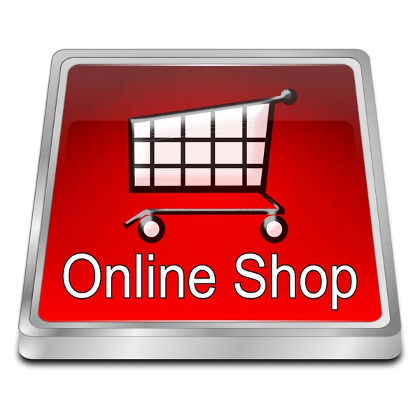 Kırmızı Online Alışveriş Resim Düğmesi — Stok fotoğraf