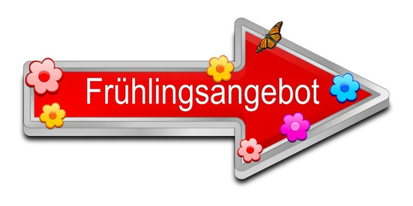 Botón Flecha Decorativo Oferta Primavera Roja Alemán Ilustración — Foto de Stock