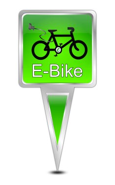 E-Bike çizim ile modern yeşil harita işaretçi