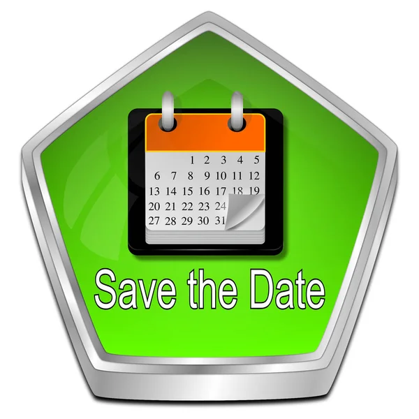 Green Date Button Illustration — Stock Photo, Image