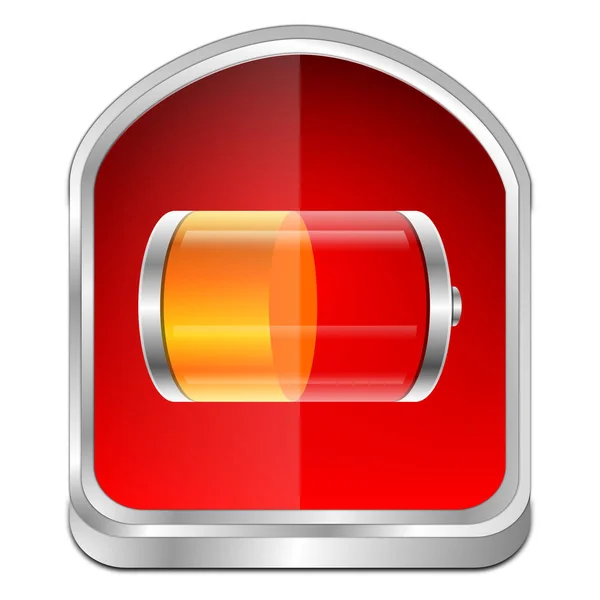 Moderno Botón Rojo Batería Naranja Ilustración — Foto de Stock