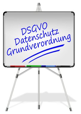 Beyaz tahta Dsgvo genel veri koruma Yönetmeliği - Alman - 3d çizim ile