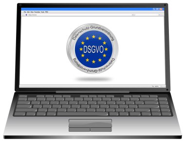 Dsgvo genel veri koruma Yönetmeliği - dizüstü bilgisayarınızla Alman - 3d resimde