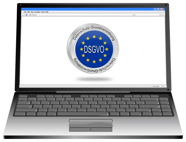 Laptop Computer Dsgvo General Data Protection Regulation German Illustration — Stock Photo, Image