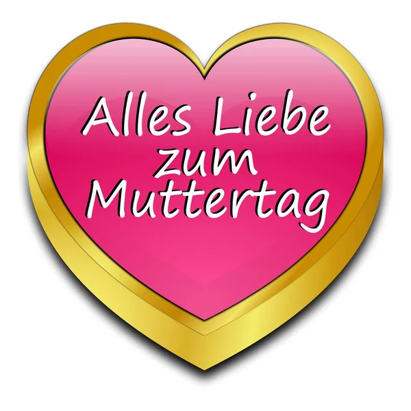 Mutlu Anneler Günü Kalp Alman Resimde Pembe — Stok fotoğraf