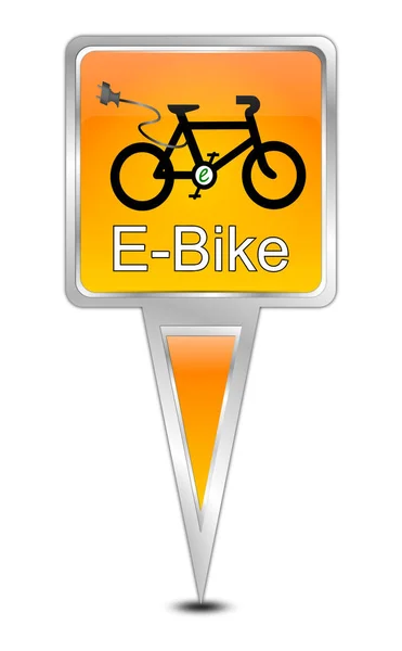 Laranja Mapa Ponteiro Com Ilustração Bike — Fotografia de Stock