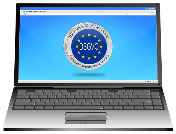 Laptop Computer Dsgvo General Data Protection Regulation German Illustration — Stock Photo, Image