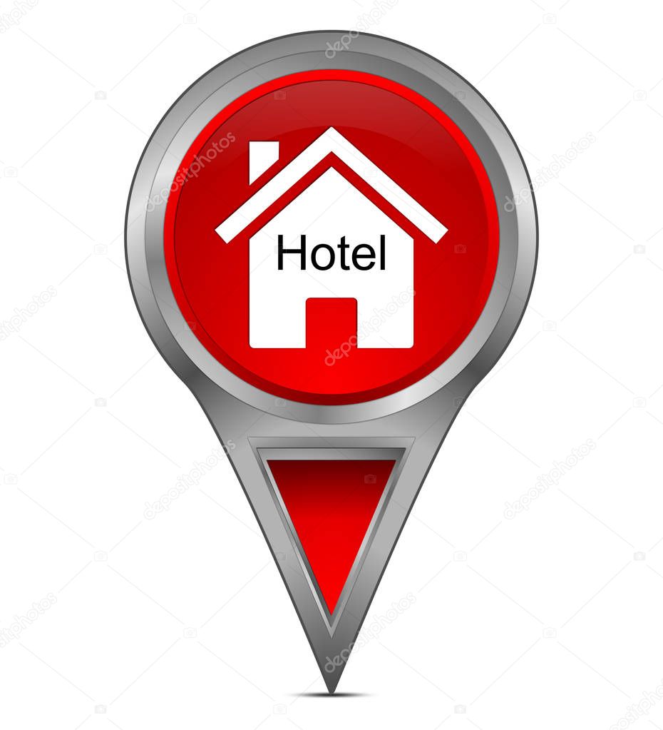 red Map pointer with Hotel Symbol  illustration