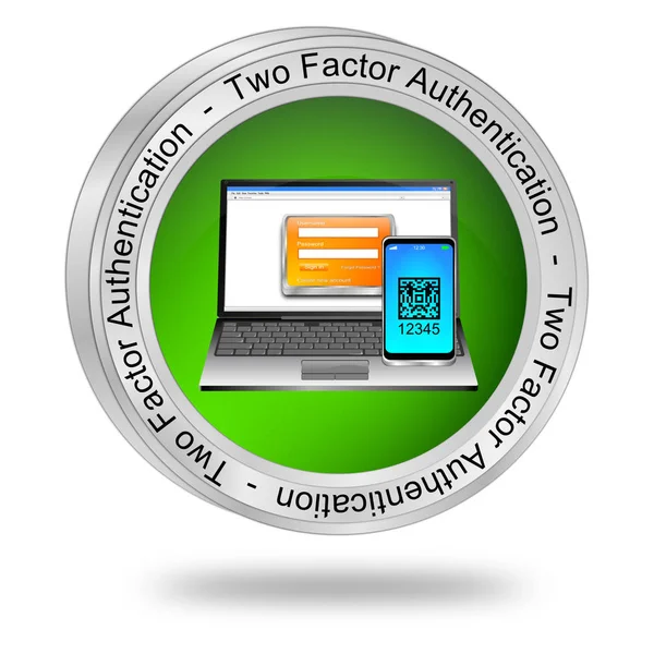 Groene Twee Factor Authenticatieknop Illustratie — Stockfoto
