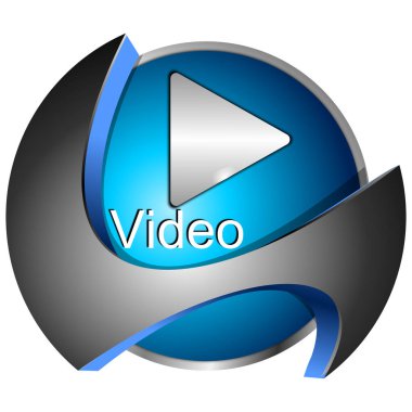 parlak mavi oynamak Video düğme - 3d çizim