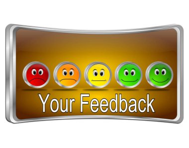 turuncu Geribildirim Tuşu - 3B illüstrasyon