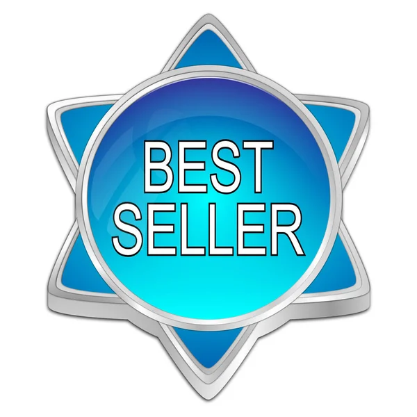 Botão Azul Brilhante Bestseller Ilustração — Fotografia de Stock