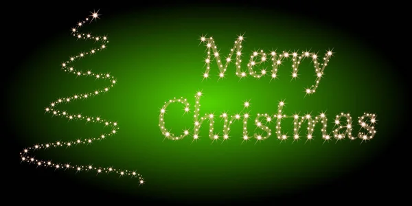 Tarjeta Navidad Verde Brillante Decorativa Feliz Navidad Con Árbol Navidad —  Fotos de Stock