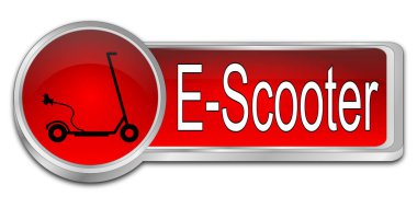 kırmızı E-Scooter Düğmesi - 3d illüstrasyon