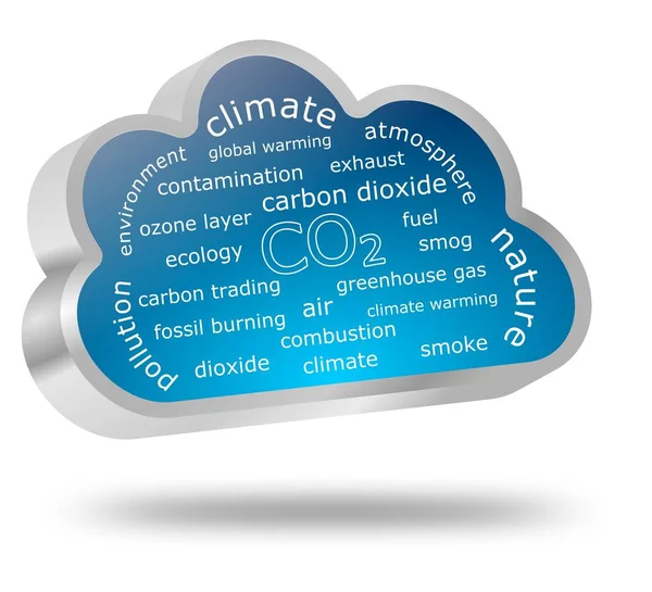 Emissão Azul Co2 Wordcloud Ilustração Dióxido Carbono — Fotografia de Stock