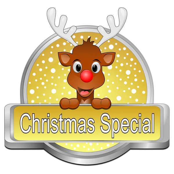 Decorative Golden Christmas Special Button Illustration — Stock Photo, Image