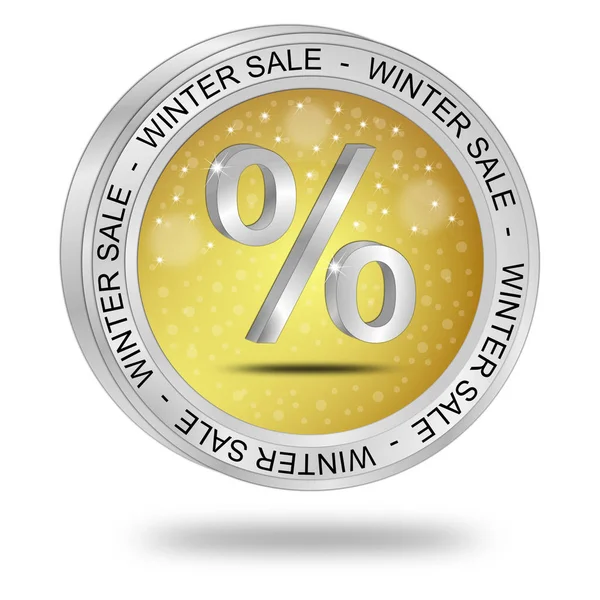 Golden Winter Sale Button Illustration — стоковое фото