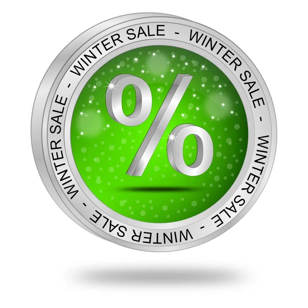 Decoratieve Groene Winter Sale Button Illustratie — Stockfoto