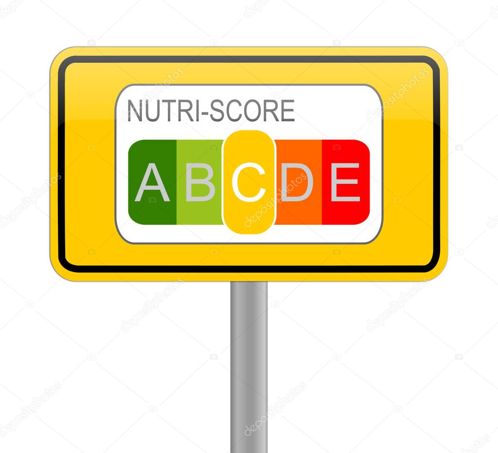 yellow Nutri Score Label C, 5-colour Nutrition Label - illustration