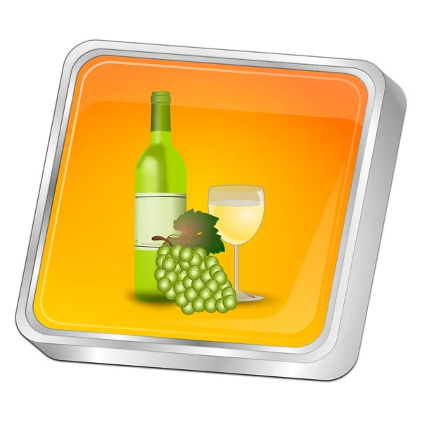 Orange Button Wine Bottle Glass Wine Grapes Illustration — Stock Photo, Image